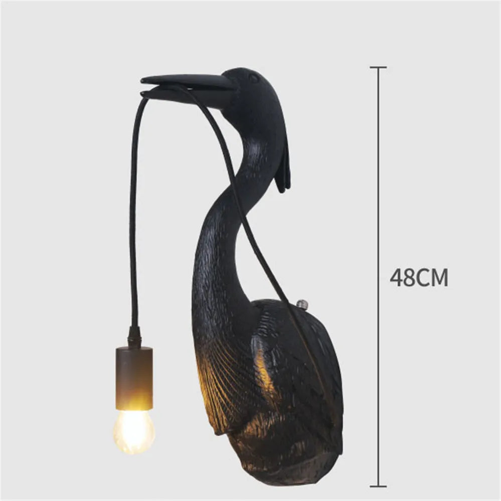 Postmodern Designer Resin Crane Led Wall Lamp Art Deco Hallway Hotel Dining Room Industrial Sconce Loft Vintage Light Fixtures