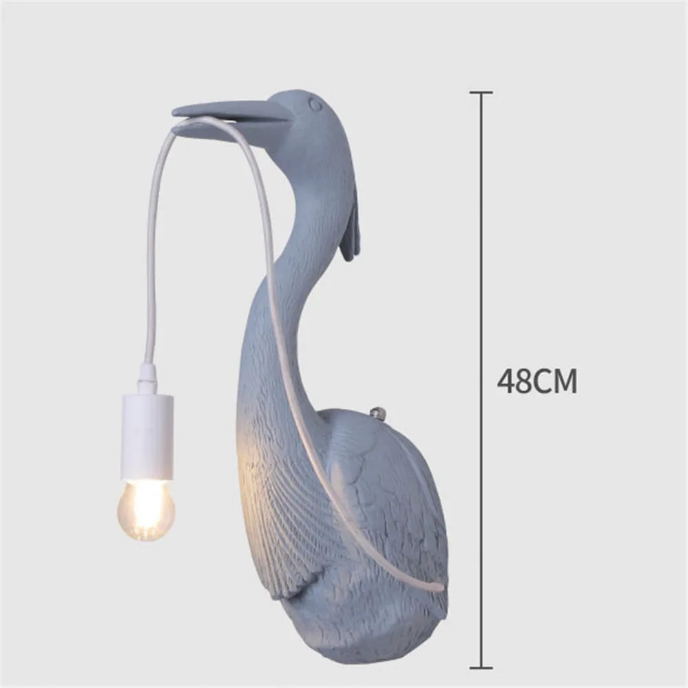 Postmodern Designer Resin Crane Led Wall Lamp Art Deco Hallway Hotel Dining Room Industrial Sconce Loft Vintage Light Fixtures