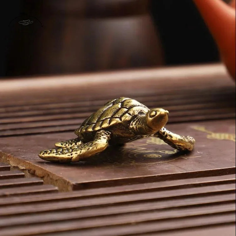 Brass Turtle Small Home Deco Ornaments Pure Solid Copper Antique Animal Miniatures Figurines Crafts Office Desktop Decorations
