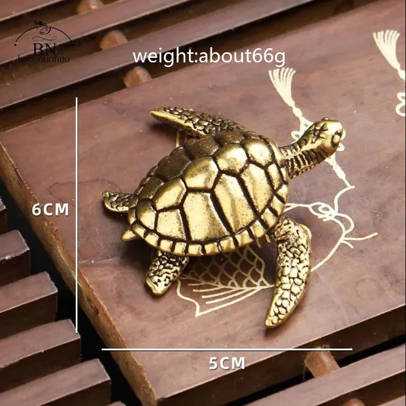Brass Turtle Small Home Deco Ornaments Pure Solid Copper Antique Animal Miniatures Figurines Crafts Office Desktop Decorations