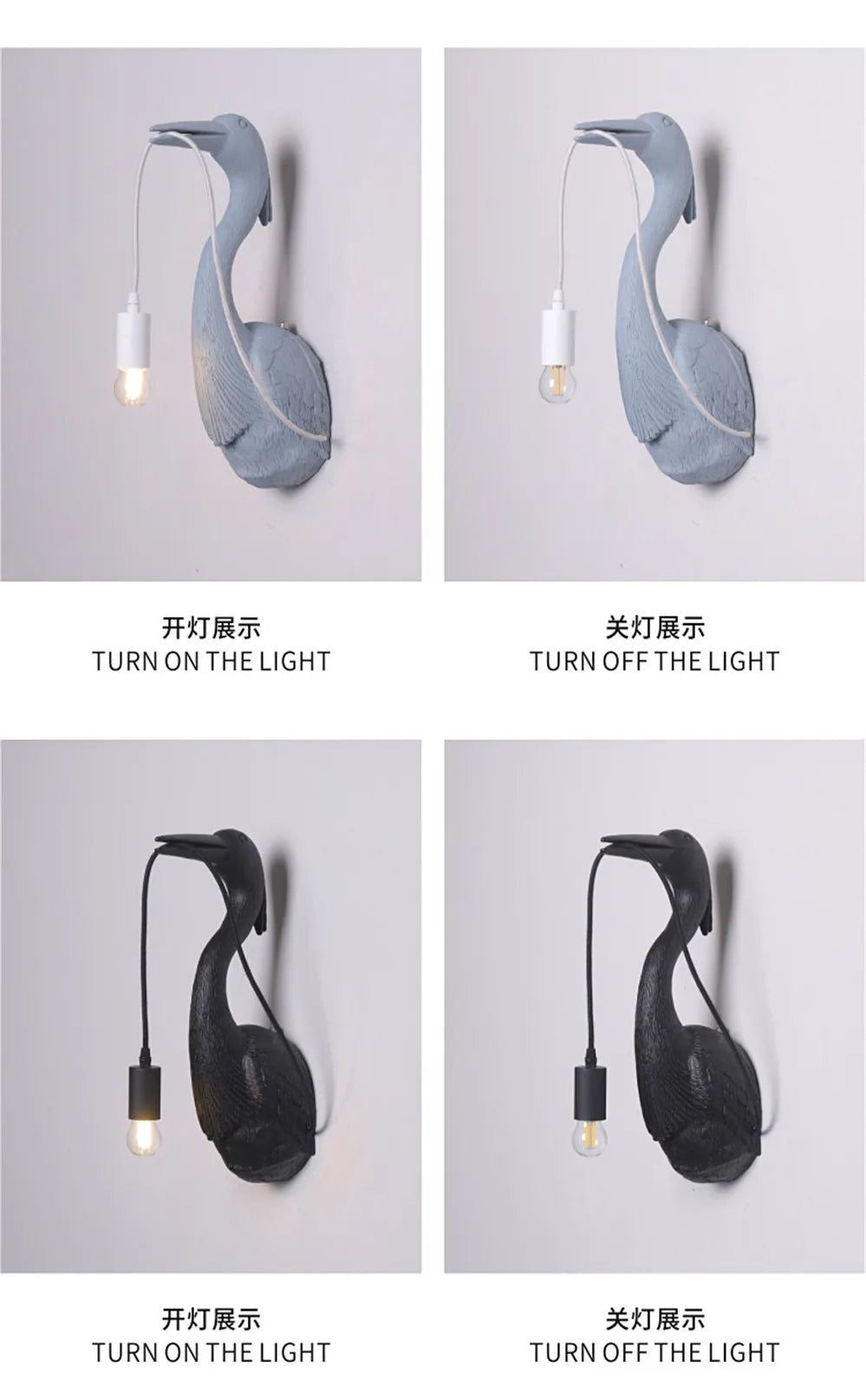 Postmodern Designer Resin Crane Led Wall Lamp Art Deco Hallway Hotel Dining Room Industrial Sconce Loft Vintage Light Fixtures