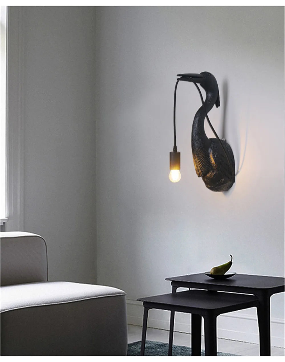 Postmodern Designer Resin Crane Led Wall Lamp Art Deco Hallway Hotel Dining Room Industrial Sconce Loft Vintage Light Fixtures