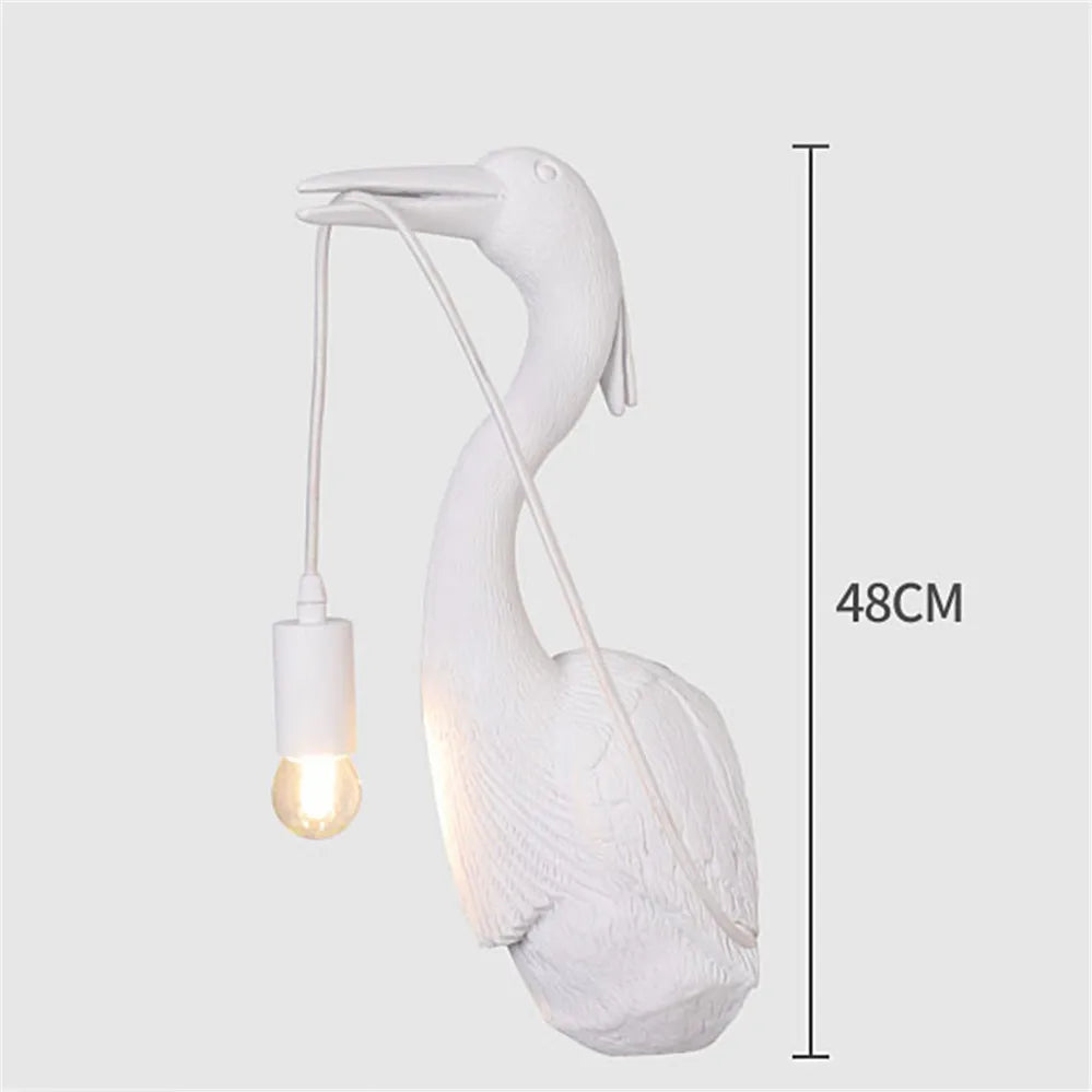 Postmodern Designer Resin Crane Led Wall Lamp Art Deco Hallway Hotel Dining Room Industrial Sconce Loft Vintage Light Fixtures
