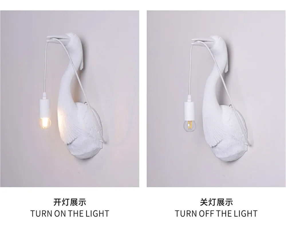Postmodern Designer Resin Crane Led Wall Lamp Art Deco Hallway Hotel Dining Room Industrial Sconce Loft Vintage Light Fixtures