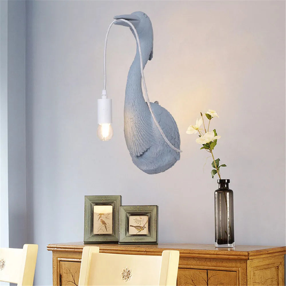 Postmodern Designer Resin Crane Led Wall Lamp Art Deco Hallway Hotel Dining Room Industrial Sconce Loft Vintage Light Fixtures