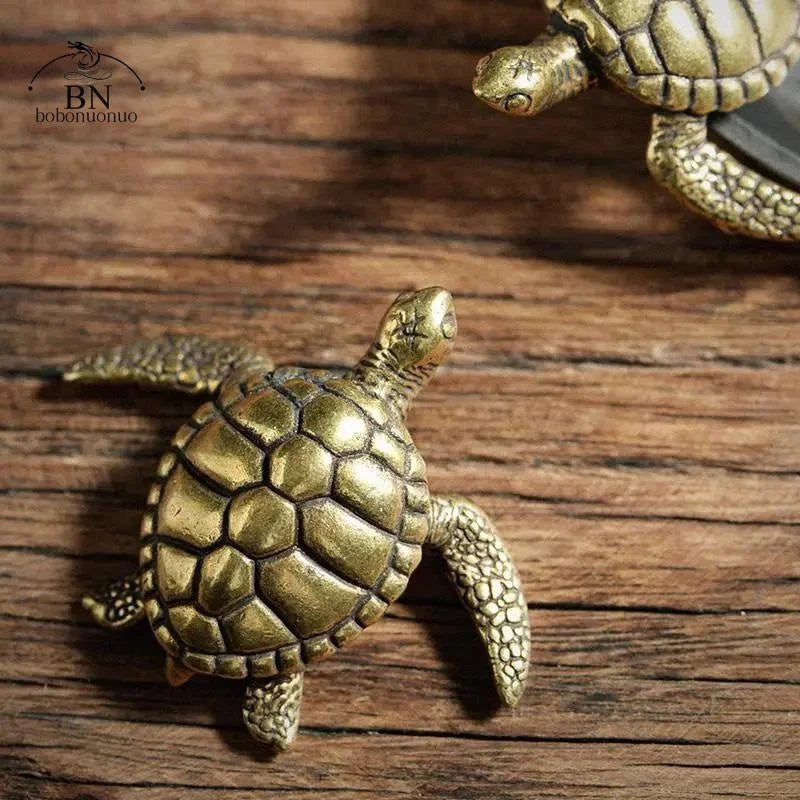 Brass Turtle Small Home Deco Ornaments Pure Solid Copper Antique Animal Miniatures Figurines Crafts Office Desktop Decorations