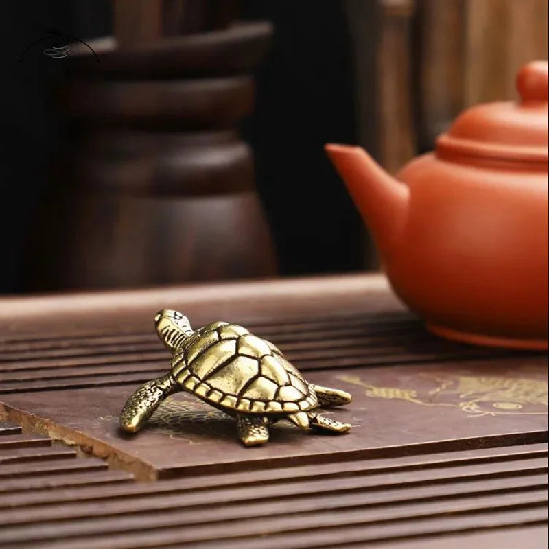 Brass Turtle Small Home Deco Ornaments Pure Solid Copper Antique Animal Miniatures Figurines Crafts Office Desktop Decorations