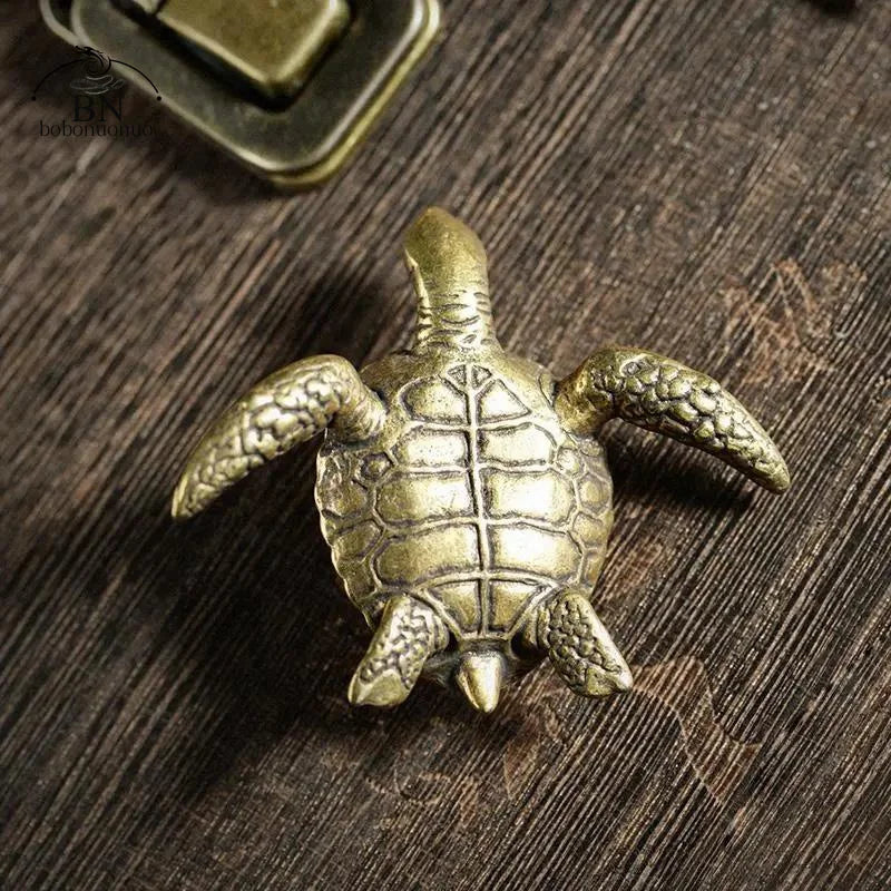 Brass Turtle Small Home Deco Ornaments Pure Solid Copper Antique Animal Miniatures Figurines Crafts Office Desktop Decorations