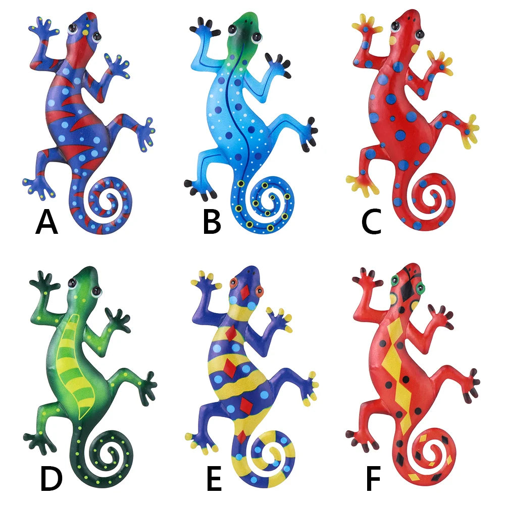 Metal Gecko Art Outdoor Garden Backyard Metal Animal Decoration Gift Home Deco Garden Micro Landscape Hanging Decoration