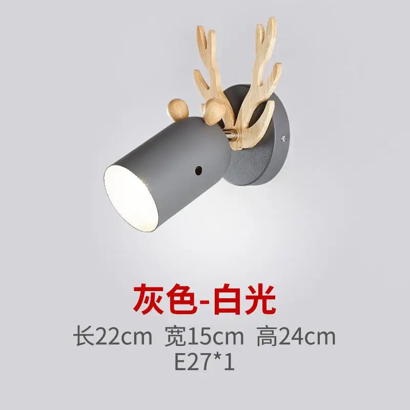 Decor Children room E27 wood wall Lamp for Bedroom Nordic Antler Wall light Corridor Balcony wall sconce Home Room Bedside Light