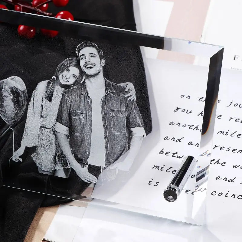 Custom Crystal Photo Frame Personalized Engraving Customized Home Deco Family Lovers Mother Birthday Anniversary Souvenir Gift
