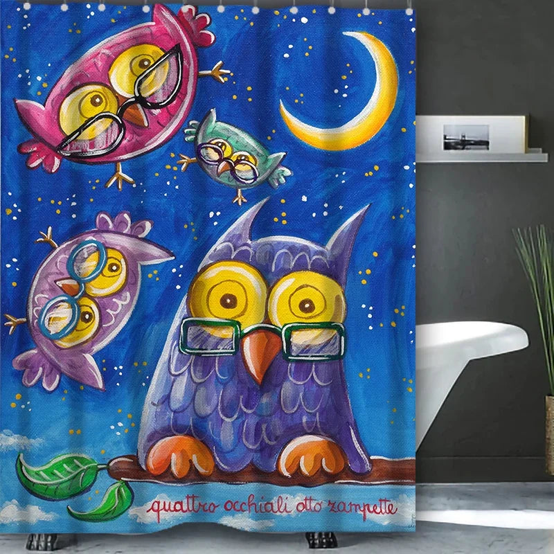 Carton Animal Bathing Curtain  Bathroom Shower Curtain Waterproof With 12 Hooks Home Deco Free Ship