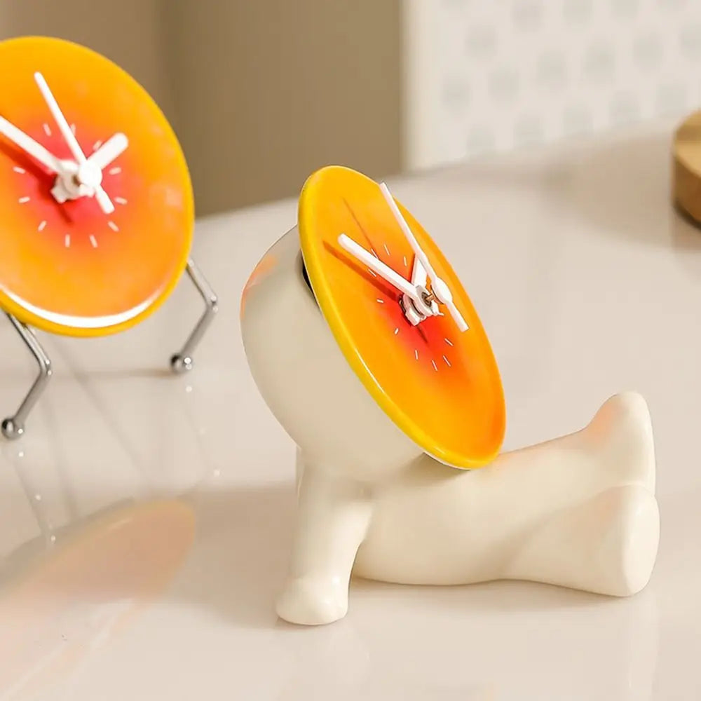 Home Decorative Creative Desktop Ceramic Clock Silent Cute Foyer Entry Clock Simple Modern Sunset Sculpture Clock Bedroom