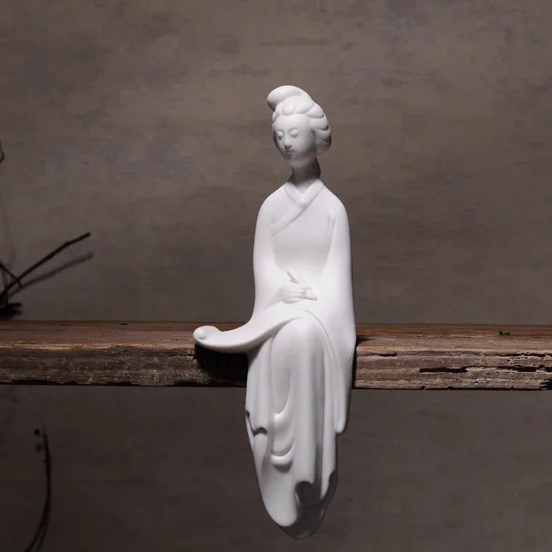 F Dehua White Porcelain Home Ornaments Classical Ladies Home Furnishing Decoration Creative Ceramic Tea Living Room Figurines