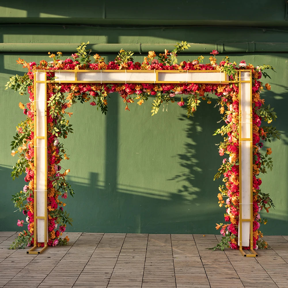 Deco Mariage Backdrop Fleurs Artificielles Decoration Custom Orange Pink Rose Hydrangea Floral Arrangement Decor Props HY2451