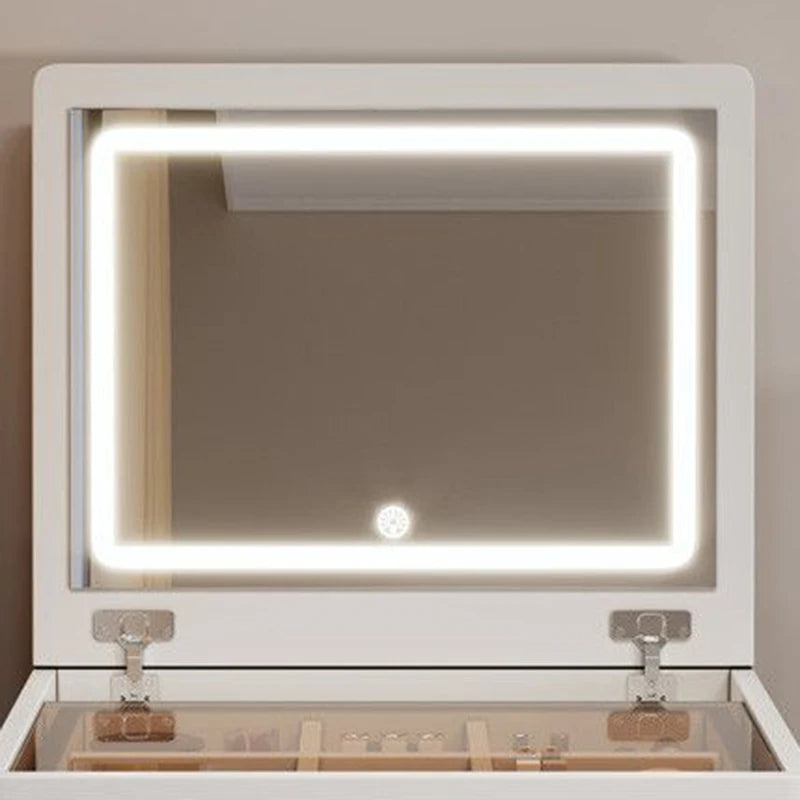 Bedroom Makeup Vanities Illuminated Dressing Table Jewelry Toiletries Storage Locker Bedside Cabinet Vanity Table with Mirror
