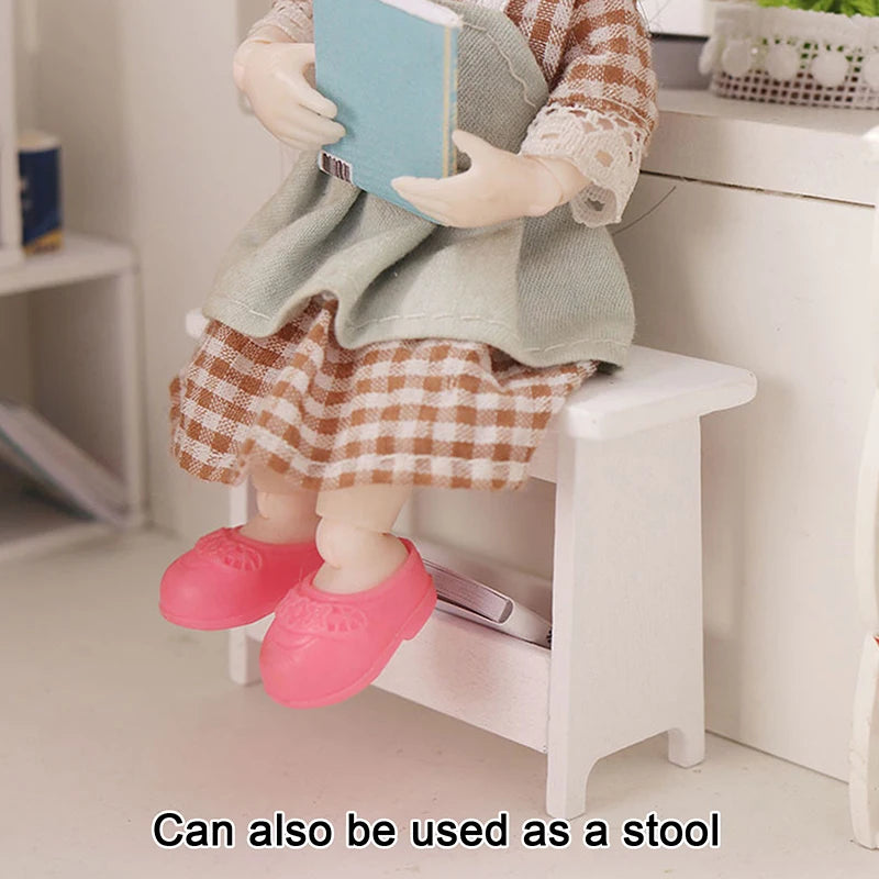1:12 Dollhouse Mini Stool Desk Table Model Cabinet Bookshelf Furniture Decor Toy Decoration Bureau Gothic Home Decor