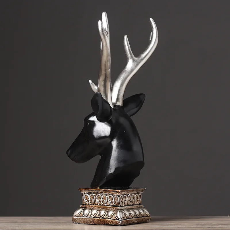 American Luxury Deer Head Decoration Crafts Deer Model Home TV Cabinet Model Room Soft Figurines Creative Miniatures Ornaments