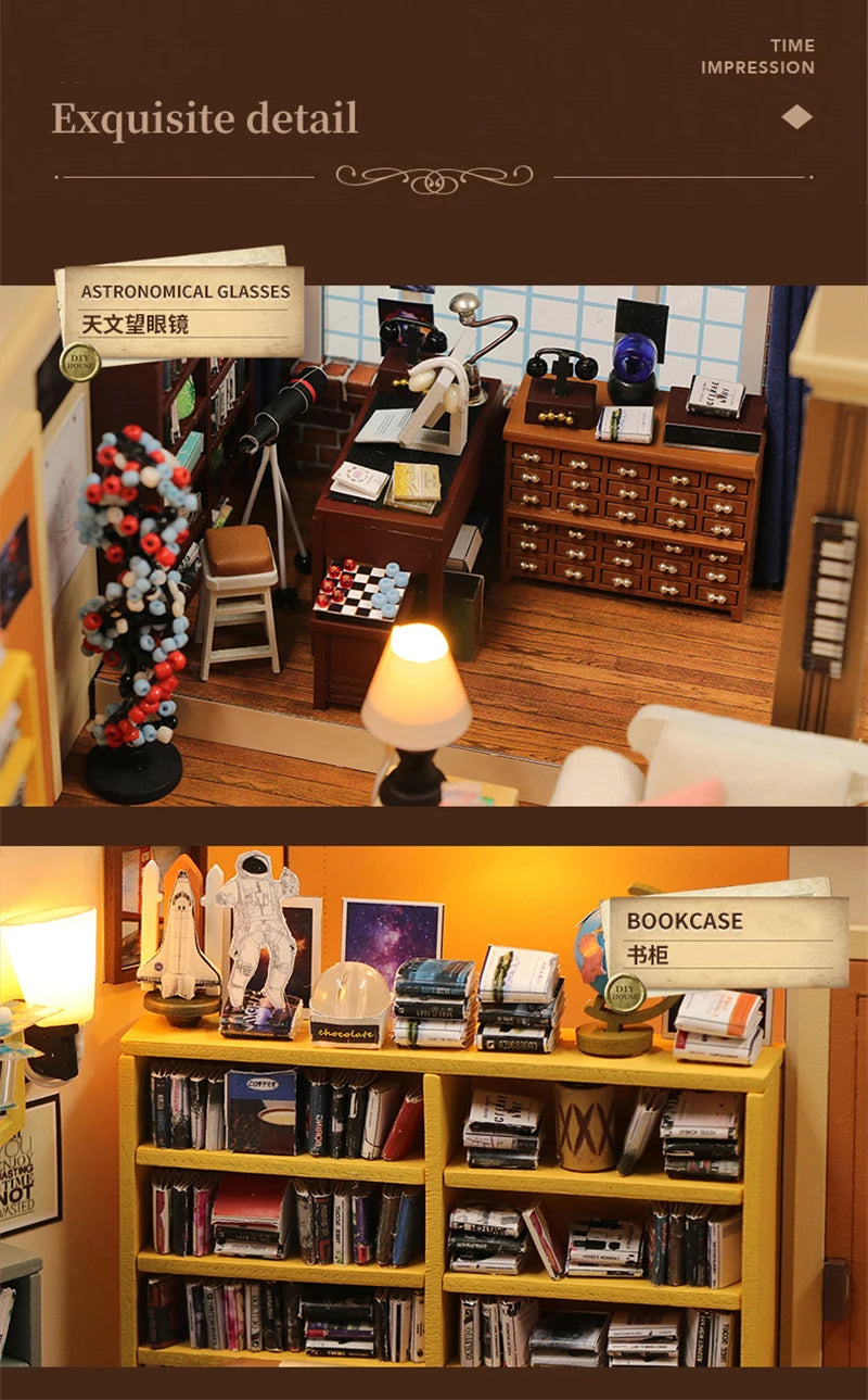 DIY Wooden Central Perk Cafe Casa Miniature Building Kits Bookend With Lights Assembled Bookshelf Home Decoration Friends Gifts