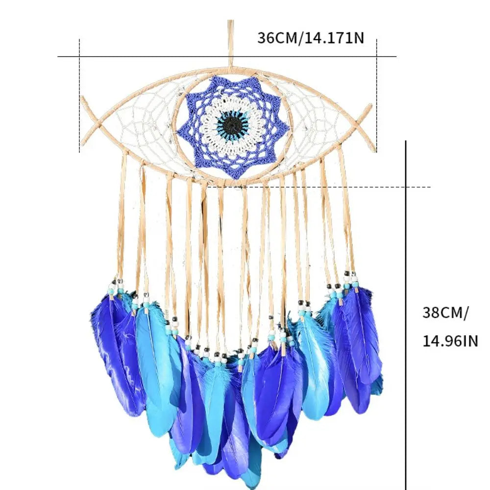 Boho Room Decor Handmade Dreamcatcher Creative Blue Feather Evil Eye Dream Catcher Funny Macrame Wall Hanging Bedroom