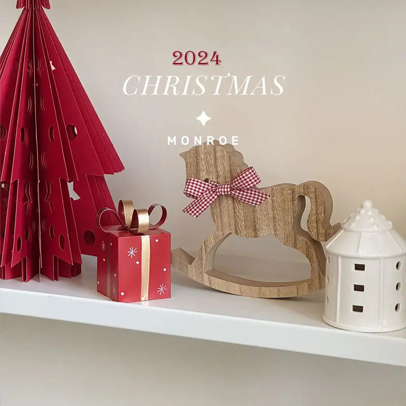 Desktop holiday decoration small wooden horse living room restaurant coffee table wood atmosphere small ornaments