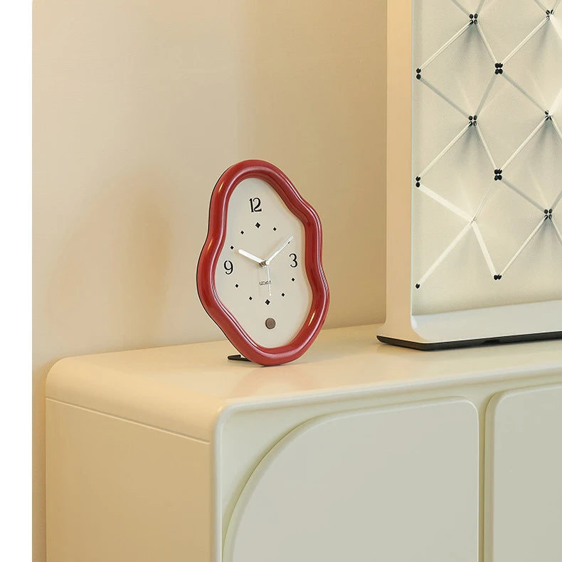 Wooden Clock Ins Simple Desktop Decoration Home Cream Style Clock Living Room Entrance Desk Clock Fun Decoration Bedroom Clock