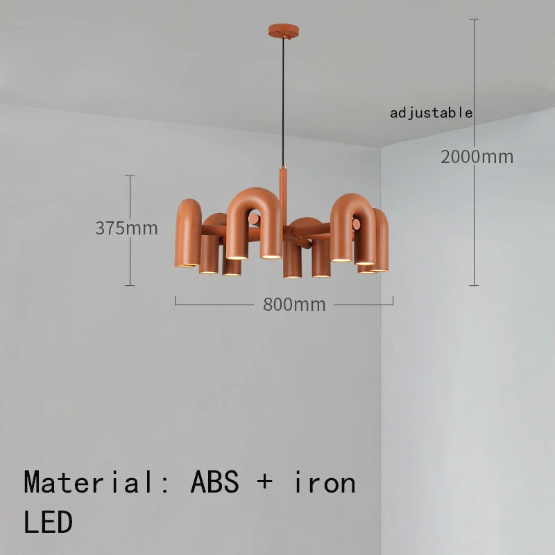 Art Deco Chandelier Black Orange Gray Metal Dining Room Foyer Lighting Fixtures Cord Adjustable Bedroom Hanging Lamp