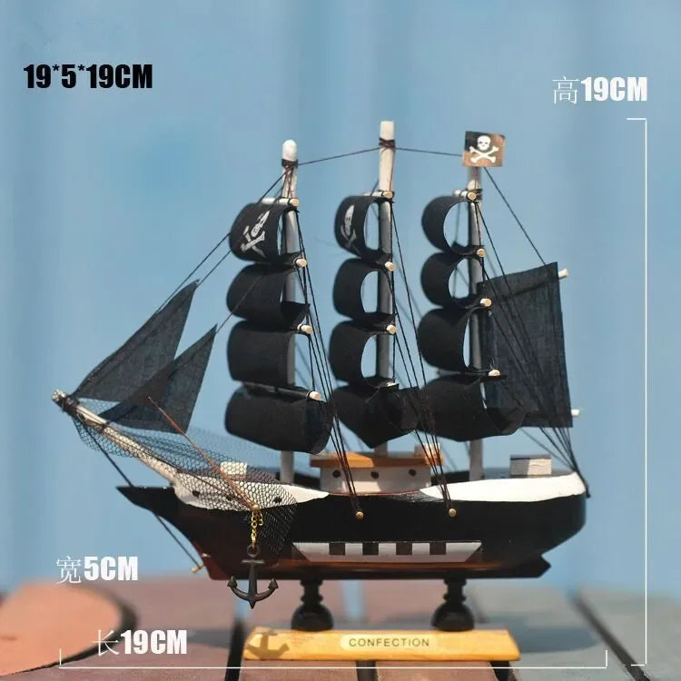 Home Decoration Mediterranean Style  Caribbean Pirate Black Pearl Ship Model Birthday Gift Desk Ornament A01 Living Room Decor
