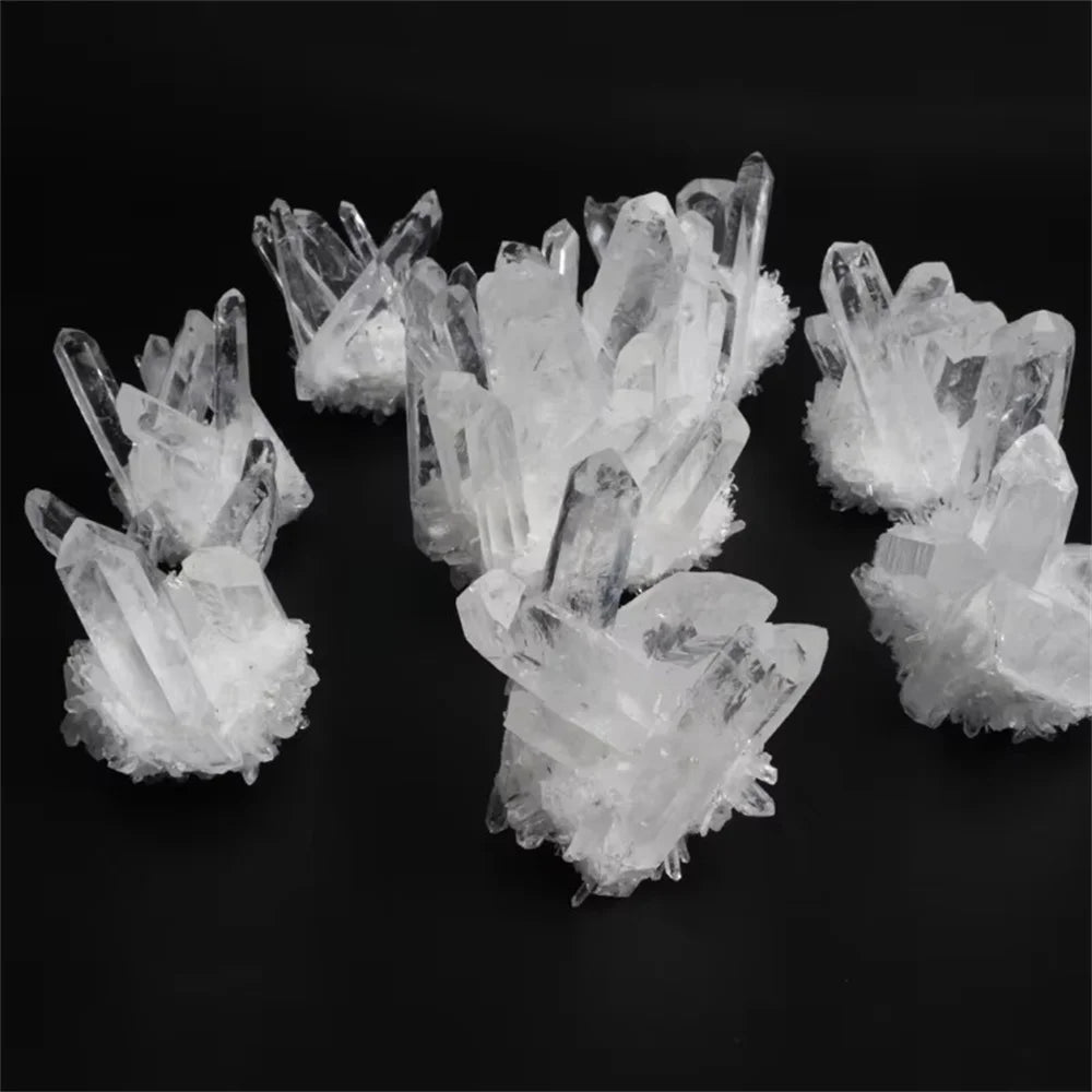 Natural White Crystal Custer Primitive Stone Crystal Flower Mineral Specimen Piece High Penetration Healing Stone Home Deco