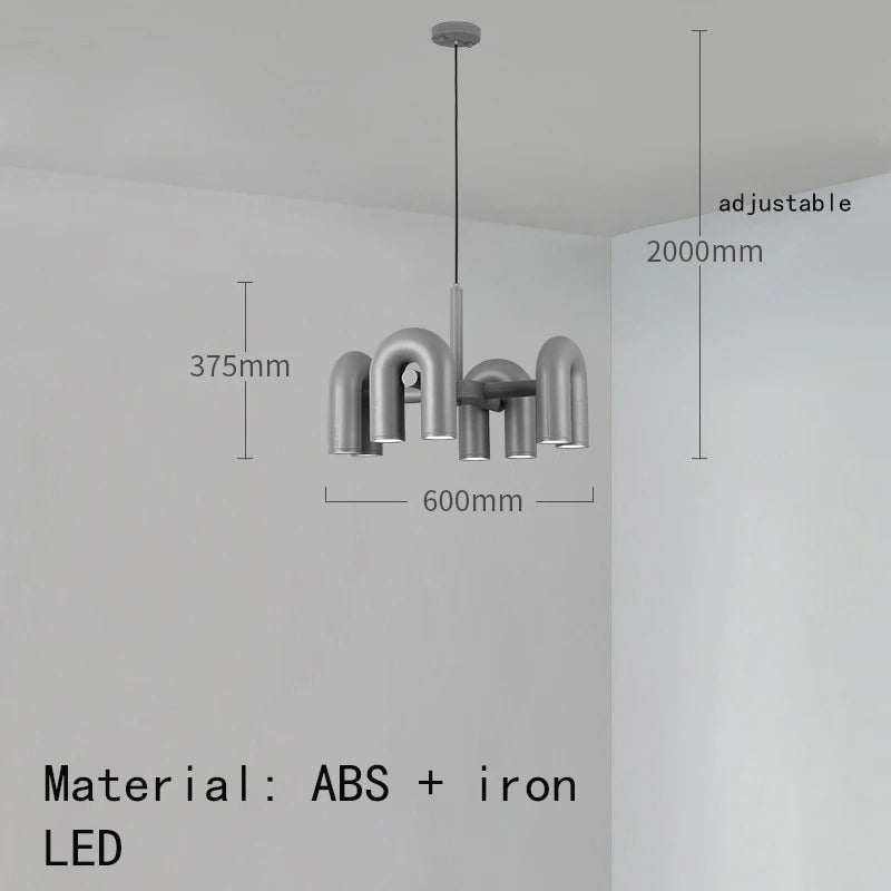 Art Deco Chandelier Black Orange Gray Metal Dining Room Foyer Lighting Fixtures Cord Adjustable Bedroom Hanging Lamp
