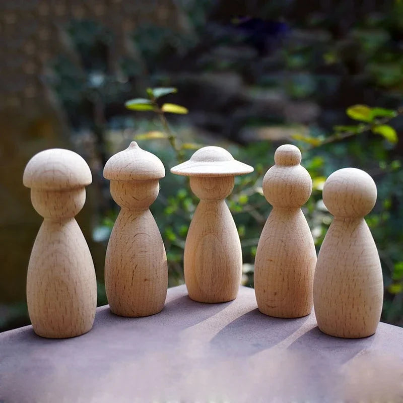20pc Wood Decoration Wooden Crafts Unfinished Shapes Diy Peg Dolls for Painted Home Deco Madera Decoracion Dropshipping