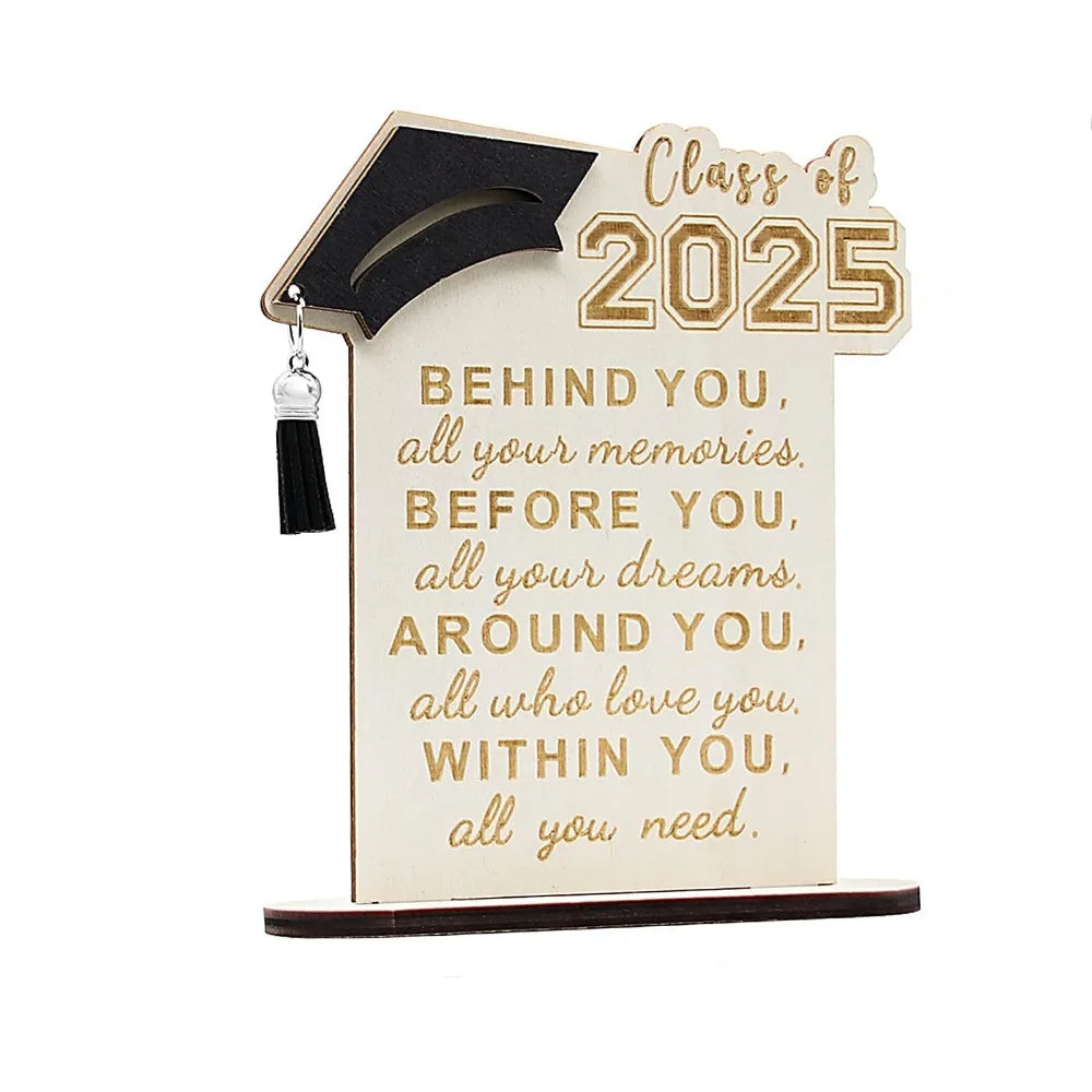Home Decor Vintage Graduation Ornament Durable Rustic Wooden Logo Desktop Decoration Handmade Creative Graduation Gift Bedroom