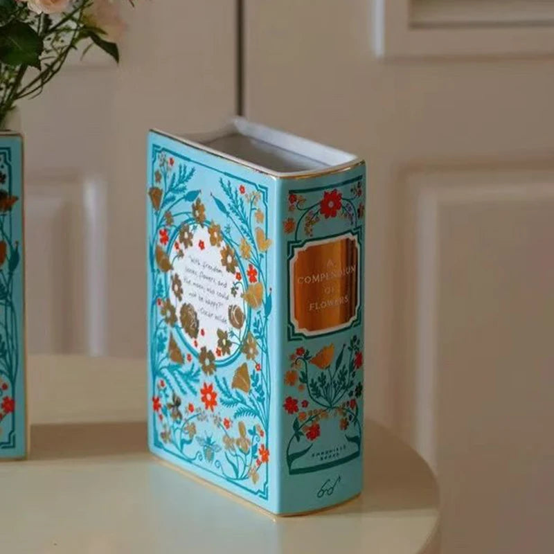 Ceramics Vases Desk Decoration Vases Modern Creative Book Flower Bottle Elegant Aesthetic Interior Vase for Dried Flowers