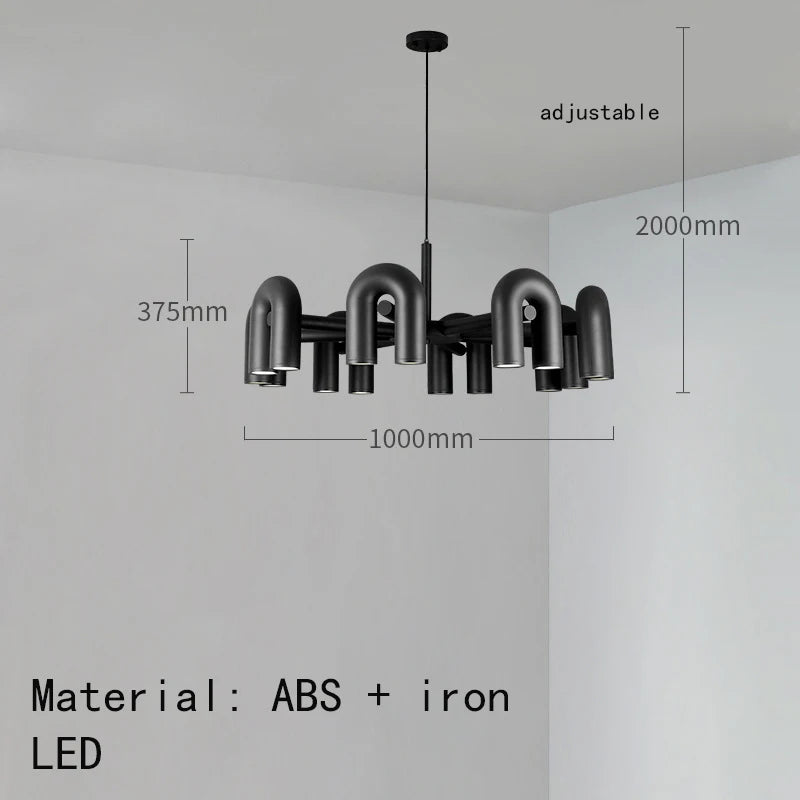 Art Deco Chandelier Black Orange Gray Metal Dining Room Foyer Lighting Fixtures Cord Adjustable Bedroom Hanging Lamp