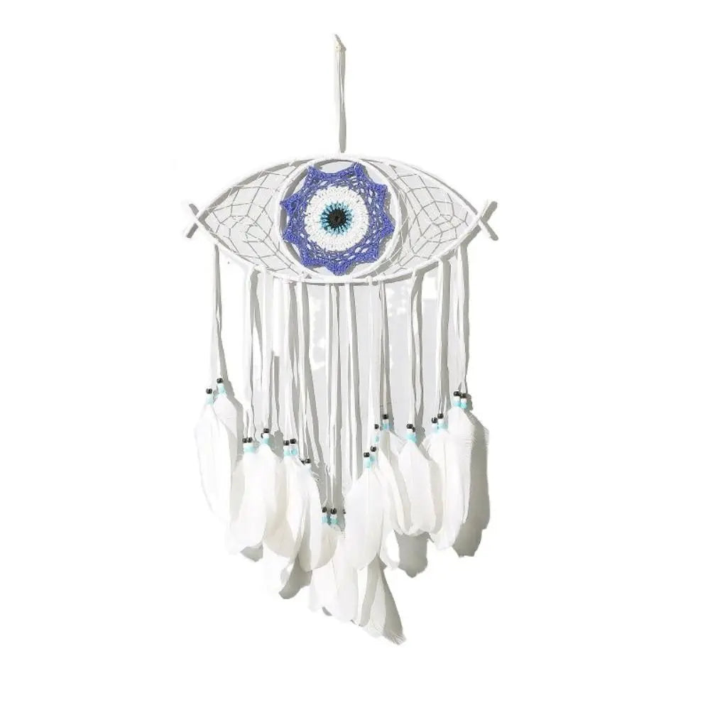 Boho Room Decor Handmade Dreamcatcher Creative Blue Feather Evil Eye Dream Catcher Funny Macrame Wall Hanging Bedroom