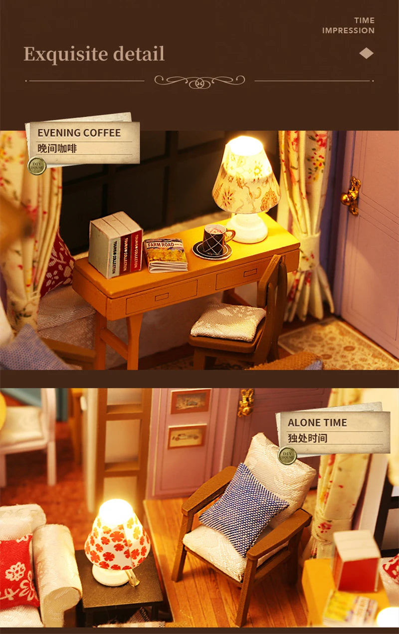 DIY Wooden Central Perk Cafe Casa Miniature Building Kits Bookend With Lights Assembled Bookshelf Home Decoration Friends Gifts