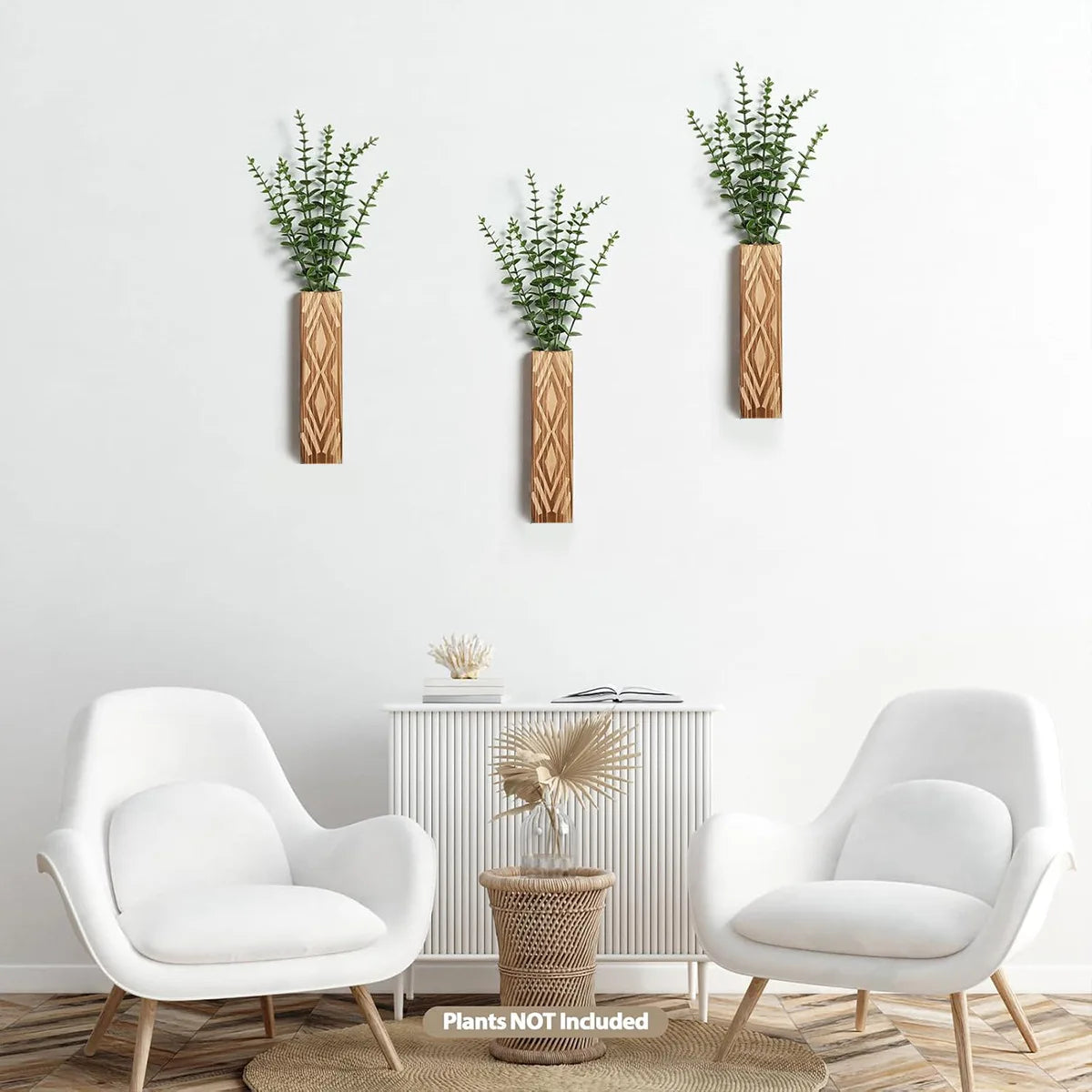 Bohemian Style  Wall Vases Dried Flower Vases Decorated with Simulated Plants Wooden Vases Living Room Decoration