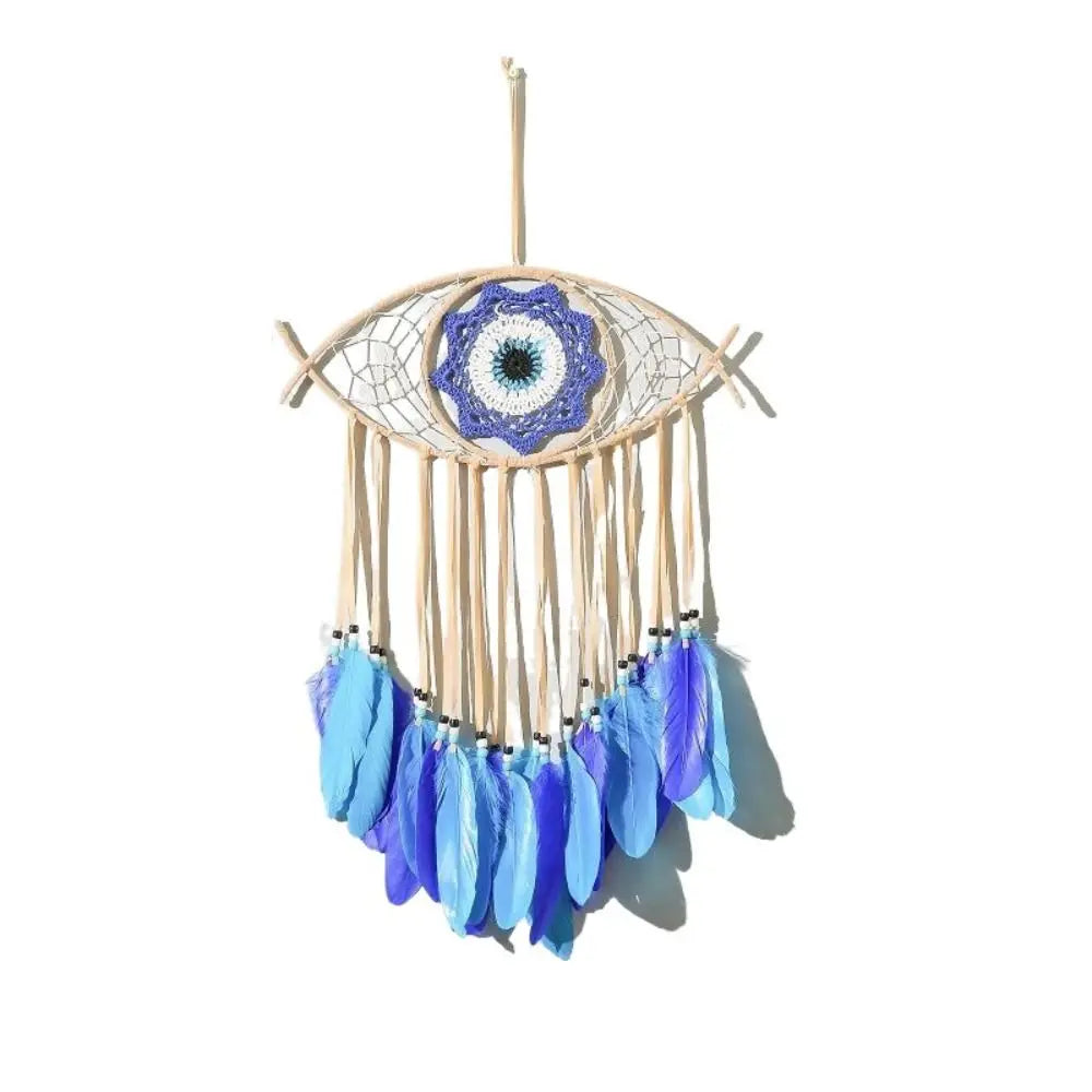 Boho Room Decor Handmade Dreamcatcher Creative Blue Feather Evil Eye Dream Catcher Funny Macrame Wall Hanging Bedroom