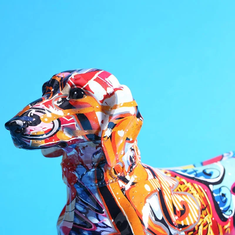 Painted Colorful Dachshund Dog Creative Home Modern Decoration Ornaments Living Room Wine Cabinet Office Decor Desktop Crafts