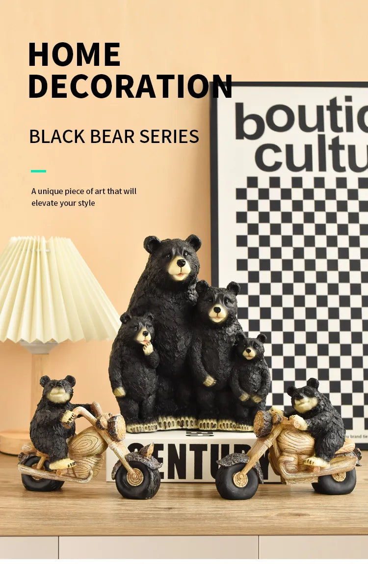 Black Bear Display Home Living Room TV Cabinet Porch Decoration Home Decor Desk Accessories