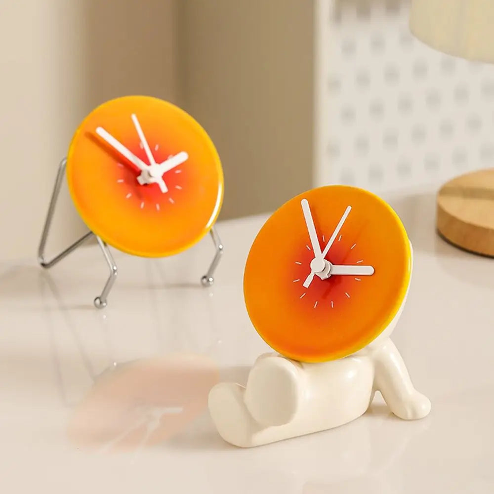 Home Decorative Creative Desktop Ceramic Clock Silent Cute Foyer Entry Clock Simple Modern Sunset Sculpture Clock Bedroom