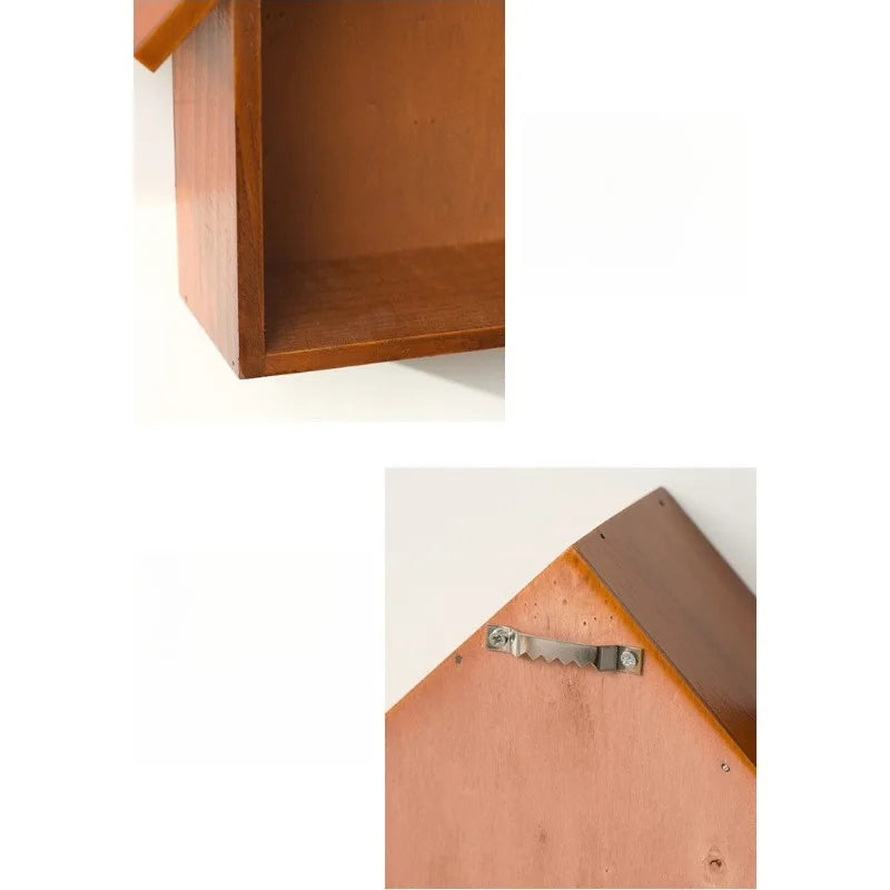 Wooden House Wall Decor Vintage Wall Mounted Shelf for Entryway Living Room Bedroom Minimalist Nordic Style Home Organization