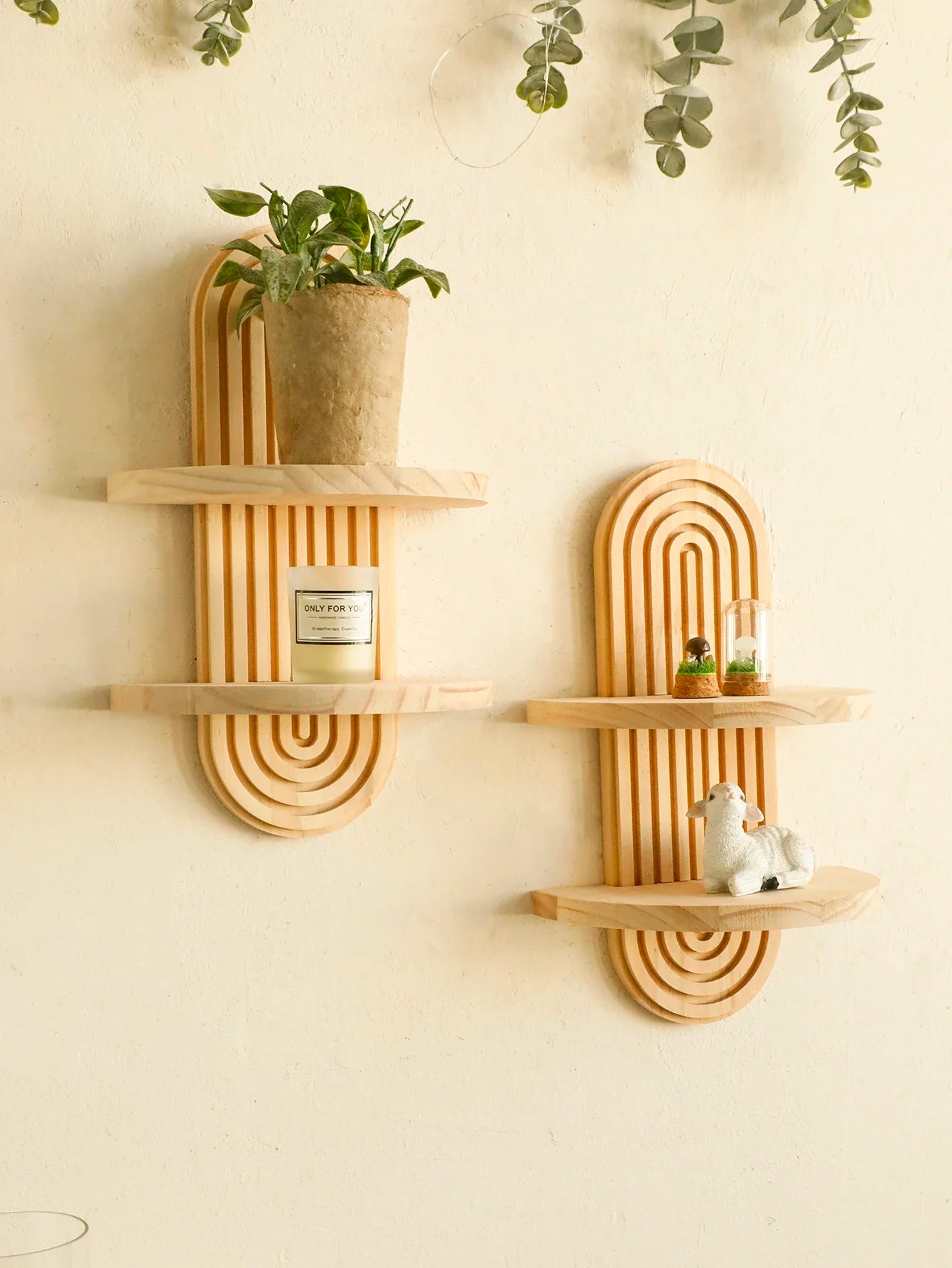 Boho Style Wooden Shelves, Wall Mounted Storage Rack Modern Home Decor ,Display Decoration for Living Room