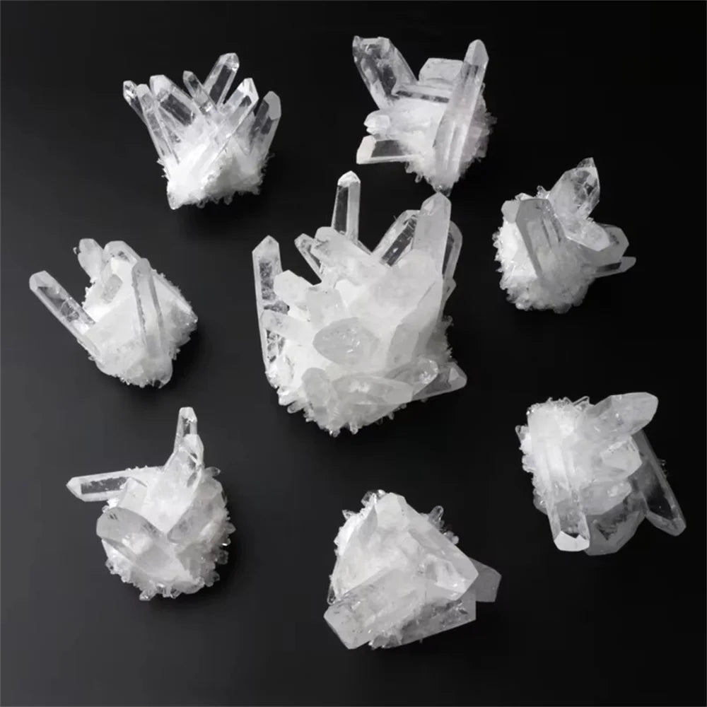 Natural White Crystal Custer Primitive Stone Crystal Flower Mineral Specimen Piece High Penetration Healing Stone Home Deco