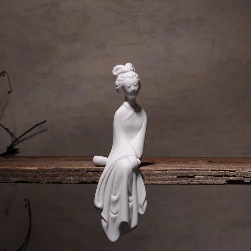 F Dehua White Porcelain Home Ornaments Classical Ladies Home Furnishing Decoration Creative Ceramic Tea Living Room Figurines