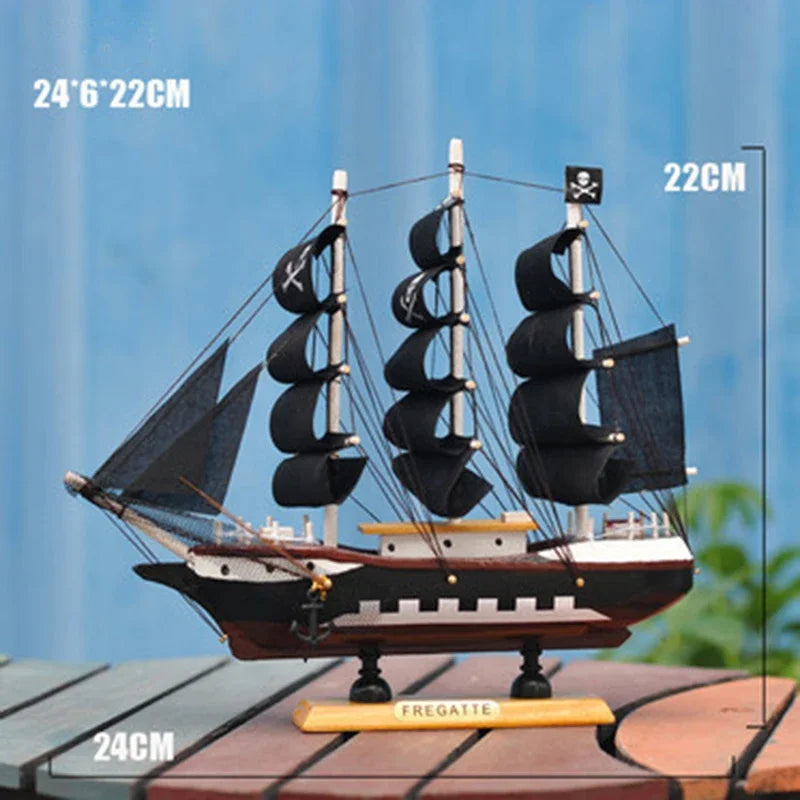 Home Decoration Mediterranean Style  Caribbean Pirate Black Pearl Ship Model Birthday Gift Desk Ornament A01 Living Room Decor