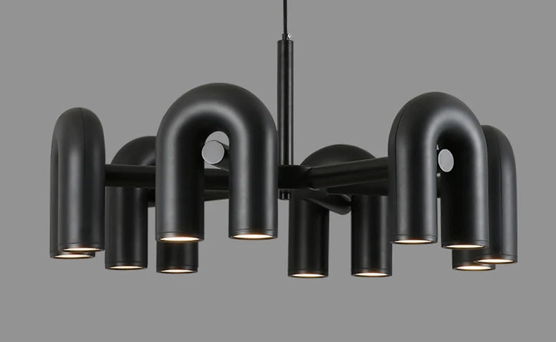 Art Deco Chandelier Black Orange Gray Metal Dining Room Foyer Lighting Fixtures Cord Adjustable Bedroom Hanging Lamp