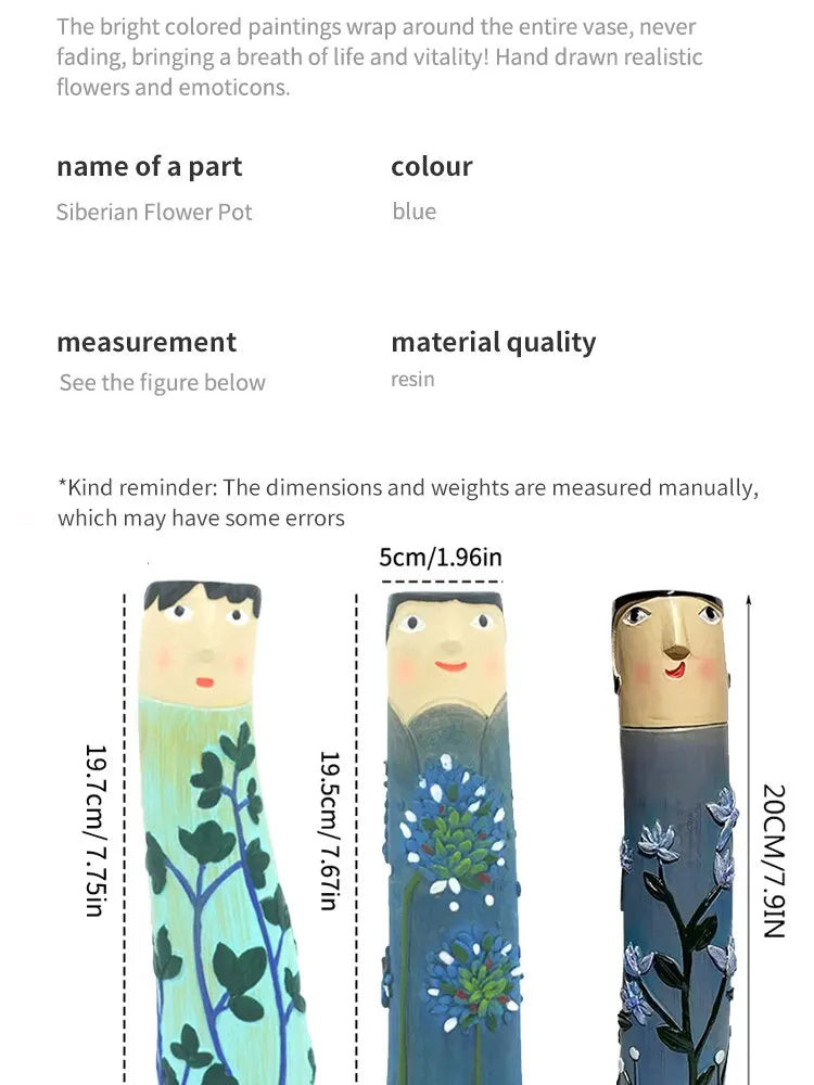 Bohemian Family Face Vase Handmade Resin Dried Flowers Home Decor Vase Crafts Bathroom Bookshelf Living Room Decoration
