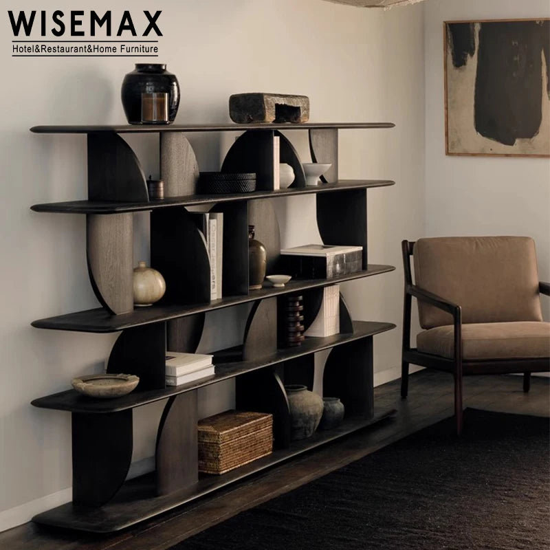 Modern Luxury Decor House Furniture Wooden 2/5 Tier Geometric Bookshelf Display Storage Sofa Console Bookcase Cabinet