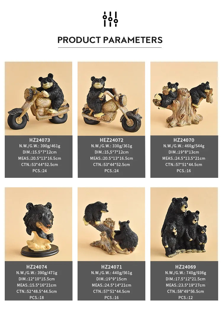 Black Bear Display Home Living Room TV Cabinet Porch Decoration Home Decor Desk Accessories